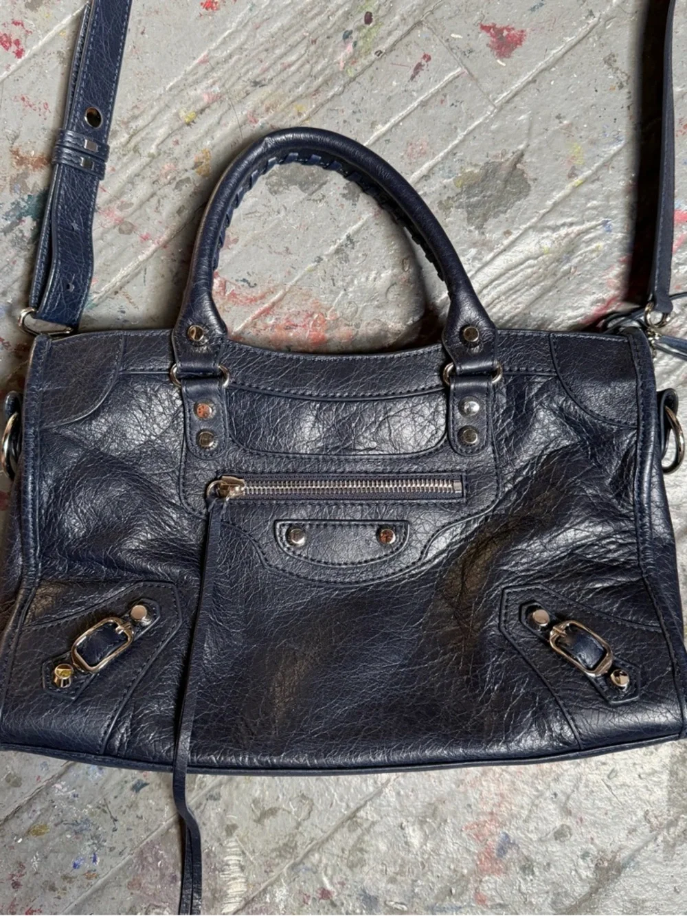 Balenciaga Small Navy Blue City Bag - Picture 5 of 6
